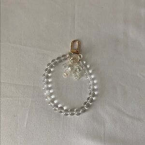 ☘️LAST CHANCE!! Clear Beaded Bear Keychain with Gold Accent